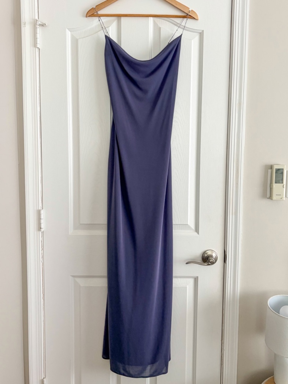Vintage 90s Y2K Laundry Lavender Slip Dress Bias Cut Beaded Strap Cowl Neck Maxi